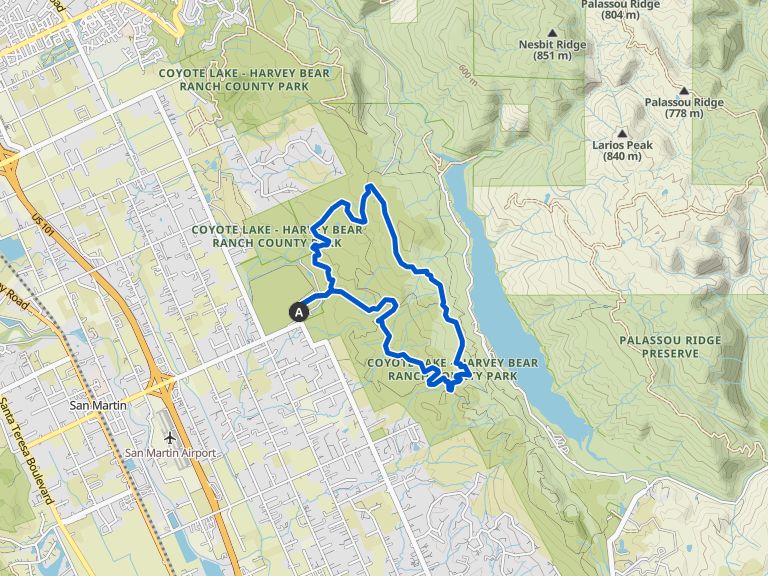 Coyote Ridge Trail lus — Coyote Lake - Harvey Bear Ranch County Park ...